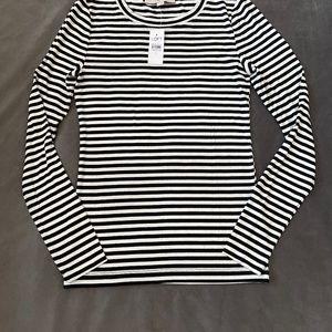 NWT Loft black and white casual long sleeves top/blouse